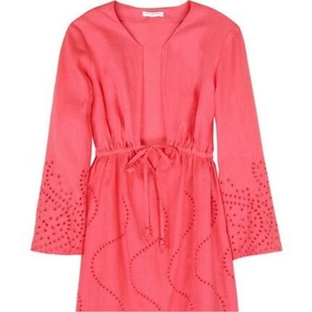Diane von Furstenburg Soleil Swim Beach Eyelet Cover Up Coral Pink Linen Small